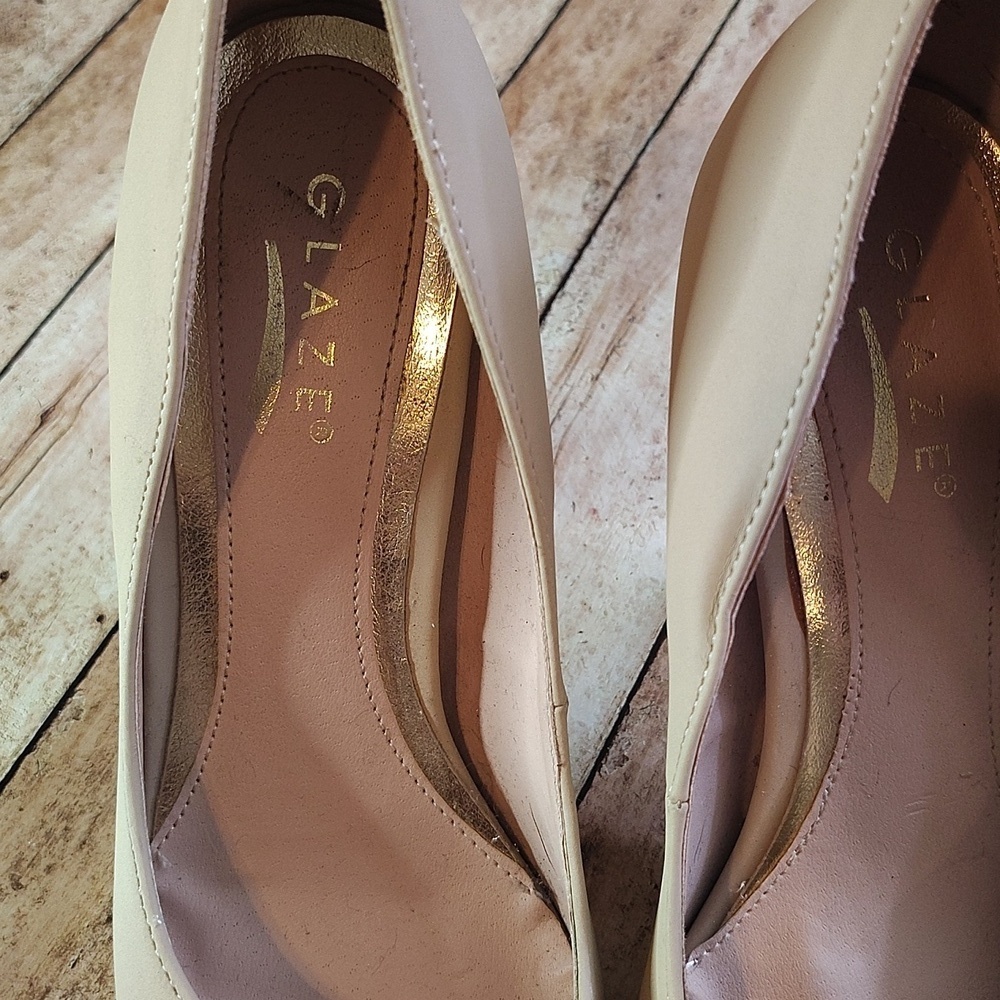 Glaze Beige Heels with Sparkling Toe - Picture 2 of 5